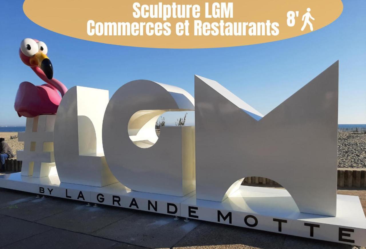 NEW - Studio cosy - Plages à 5min - Parking privé - WIFI - Commerces au pied du bâtiment La Grande-Motte Esterno foto
