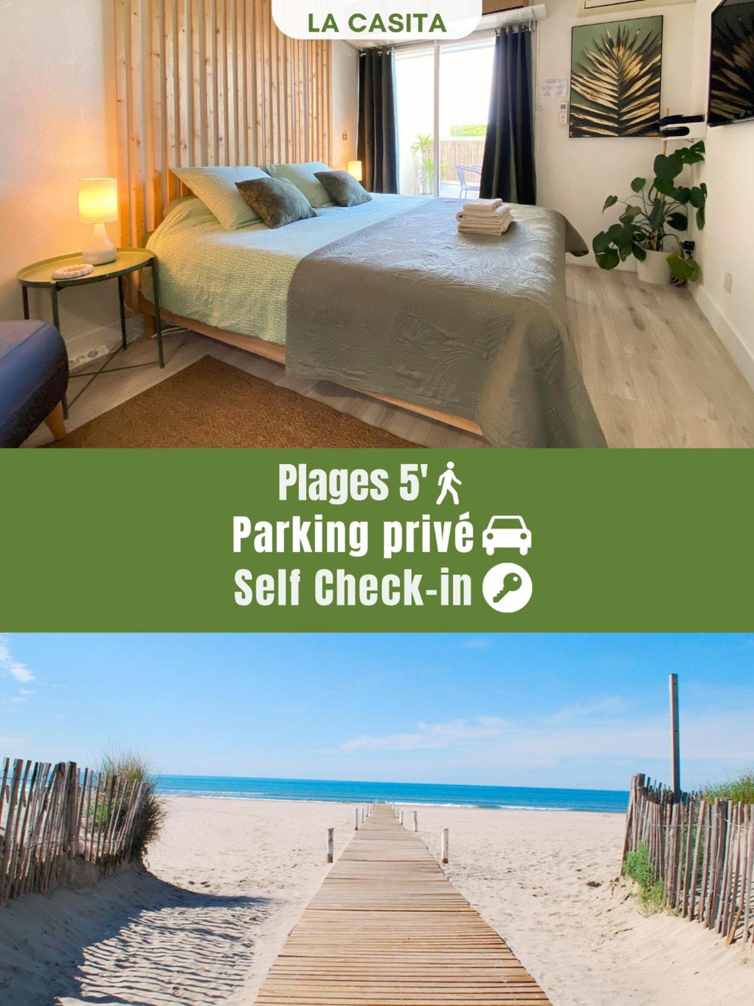 NEW - Studio cosy - Plages à 5min - Parking privé - WIFI - Commerces au pied du bâtiment La Grande-Motte Esterno foto